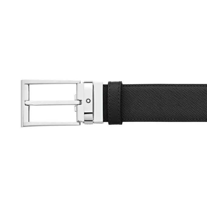 Svart/blå 35 mm vändbart läderbälte