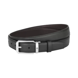 Svart/brunt 30 mm vändbart läderbälte