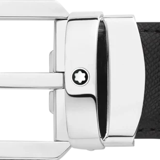 Svart/brunt 30 mm vändbart läderbälte