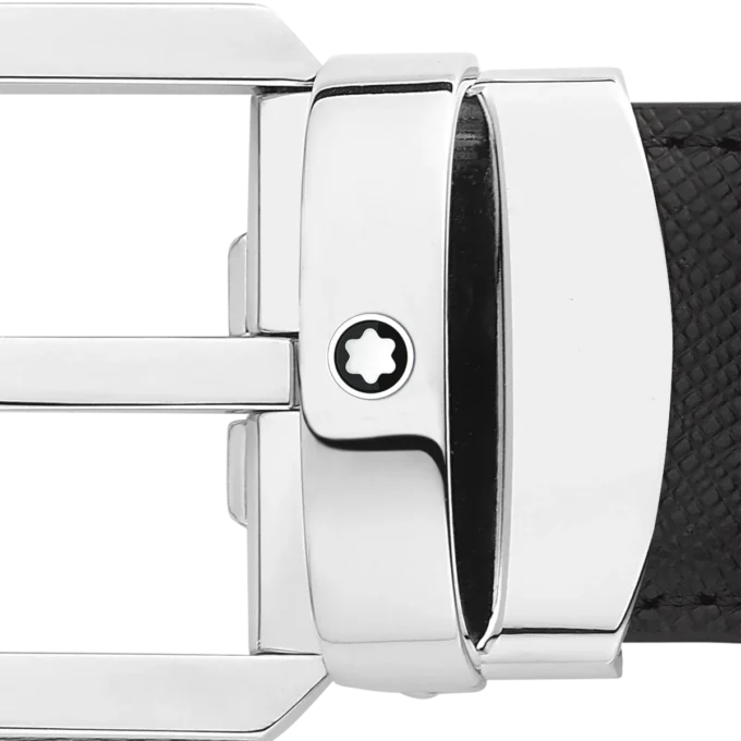 Svart/brunt 30 mm vändbart läderbälte