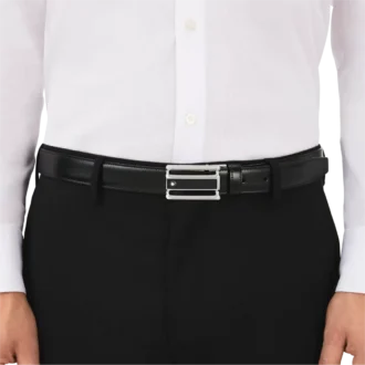 Svart/brunt 30 mm vändbart läderbälte