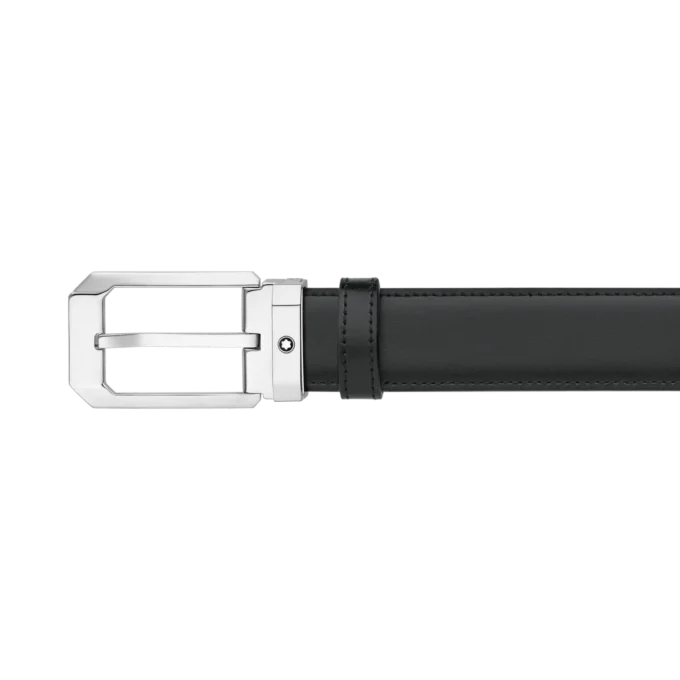 Svart/brunt 30 mm vändbart läderbälte