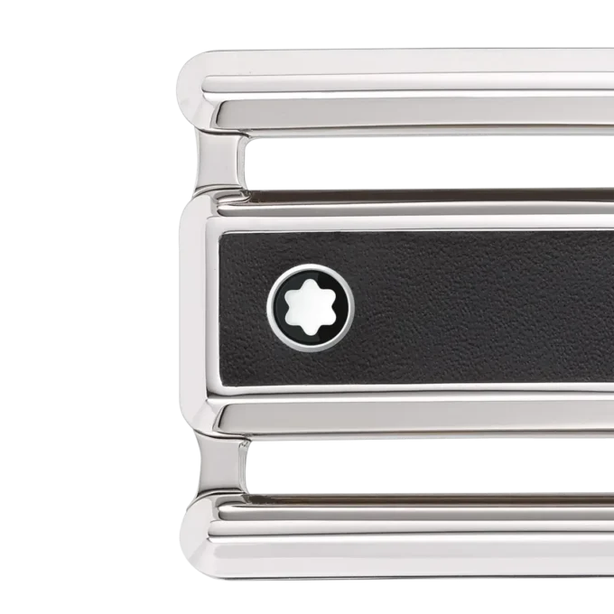 Svart/brunt 30 mm vändbart läderbälte