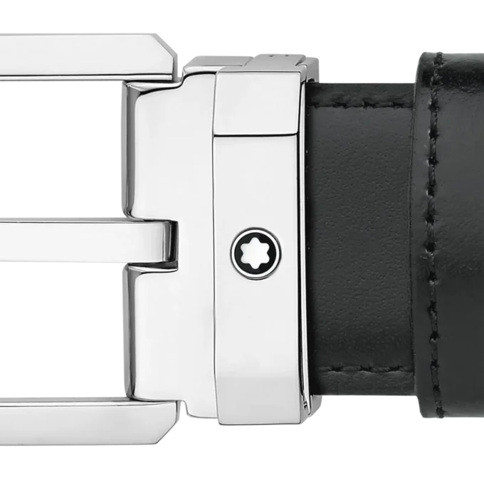 Svart/brunt 30 mm vändbart läderbälte