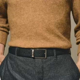 Svart/brunt 35 mm vändbart läderbälte
