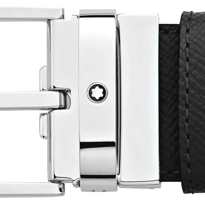 Svart/brunt 35 mm vändbart läderbälte