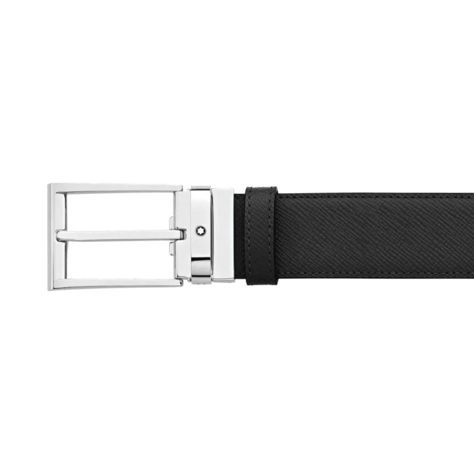 Svart/brunt 35 mm vändbart läderbälte