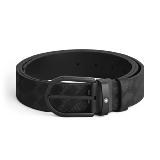 Svart läderbälte 35 mm