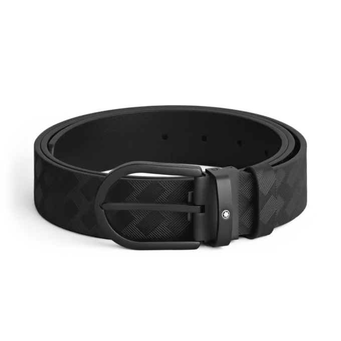 Svart läderbälte 35 mm