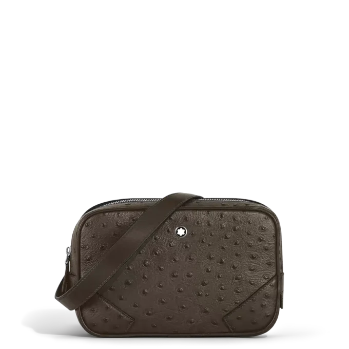 Tryckt mini-crossbody i strutsläder