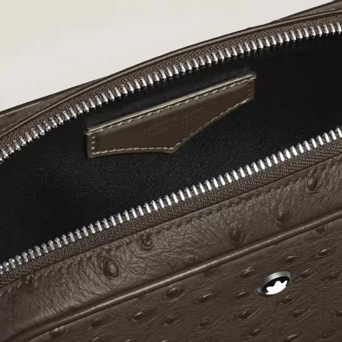 Tryckt mini-crossbody i strutsläder