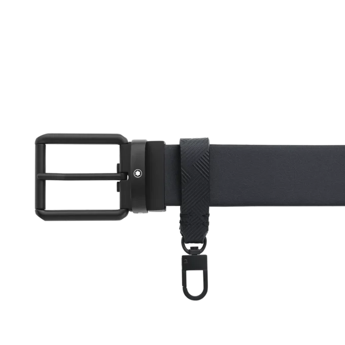 Tryckt svart/enfärgat svart 35 mm vändbart läderbälte